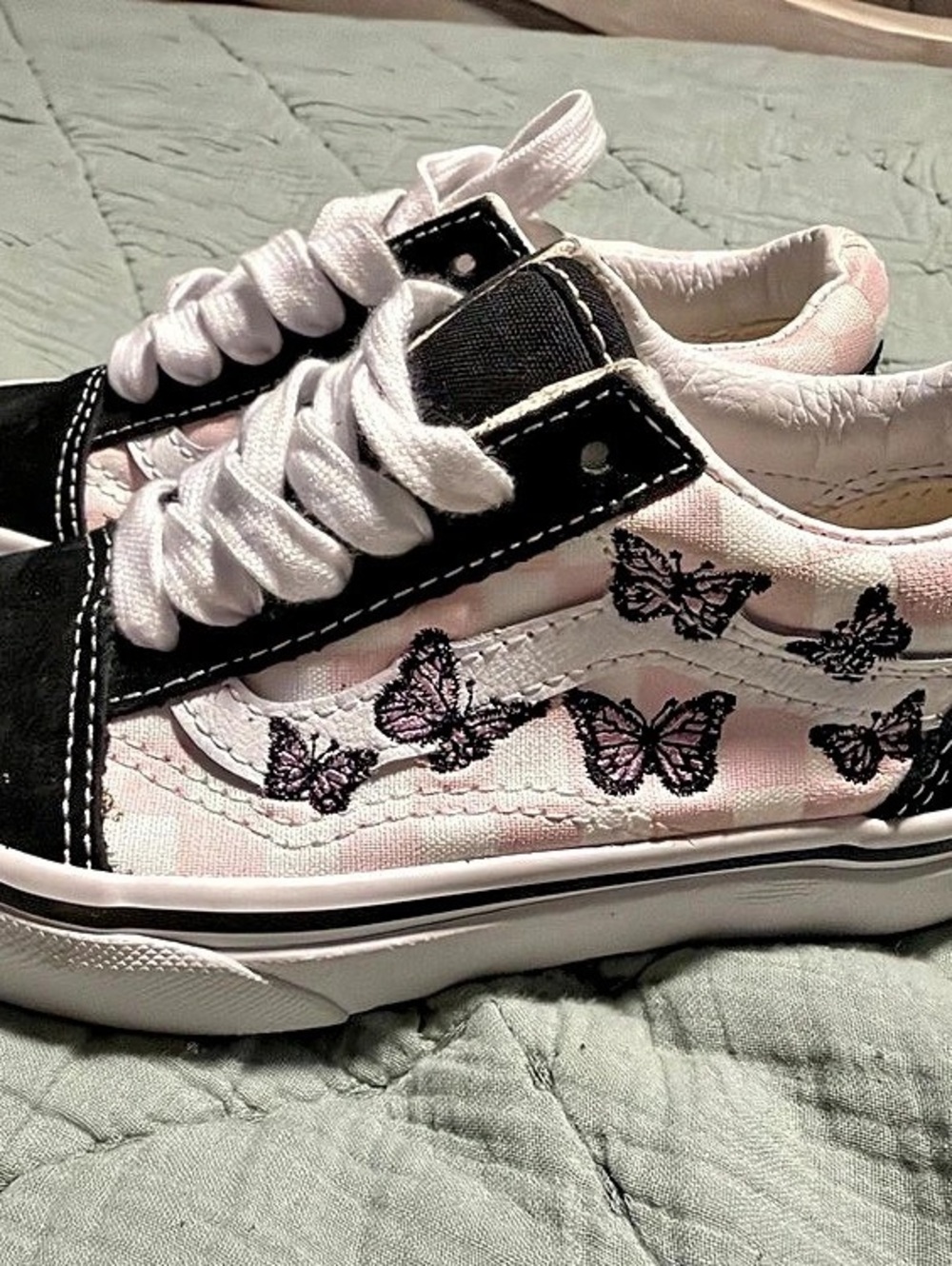 Vans Old Skool Butterfly Checkerboard Sneakers Girls US 11